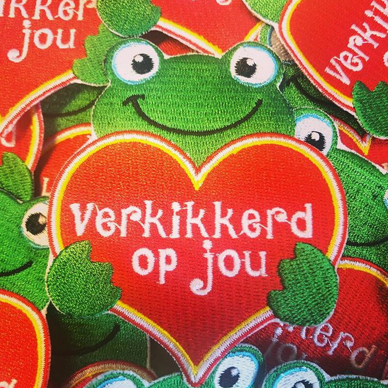 Letter Patches Temptation Oeteldonk Frog Emblem Carnival for Netherlands Full Embroidery Iron on Patches for Clothing Stickers