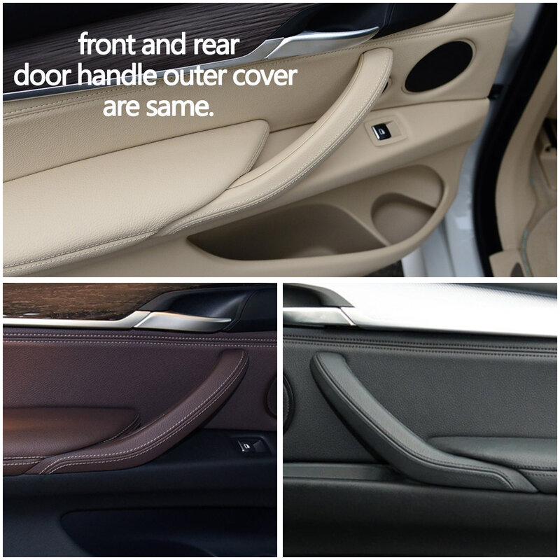 Carro interior portas de passageiros puxar alça de couro exterior capa substituição para bmw x5 x6 f15 f16 2014-2018
