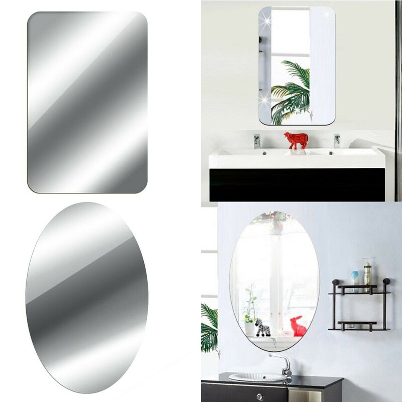 Зеркальная настенная наклейка, прямоугольная самоклеящаяся комнатная декоративная зеркальная фольга высокого качества 50x50 см
