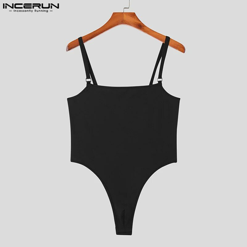 INCERUN Sexy Style Men's Suspender Hollowed Out Design Jumpsuits Casual Well Fitting Male Comfortable Sleeveless Bodysuits S-5XL