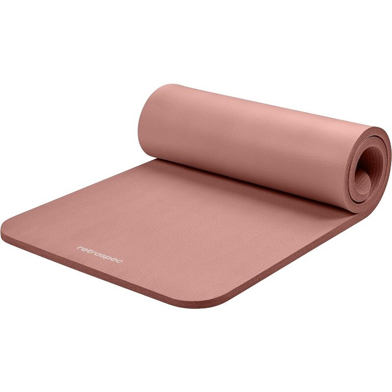 Retrospec-Solana antiderrapante Yoga Mat com cinta de nylon para homens e mulheres, esteira do exercício, casa, Pilates, alongamento, grosso, 1"