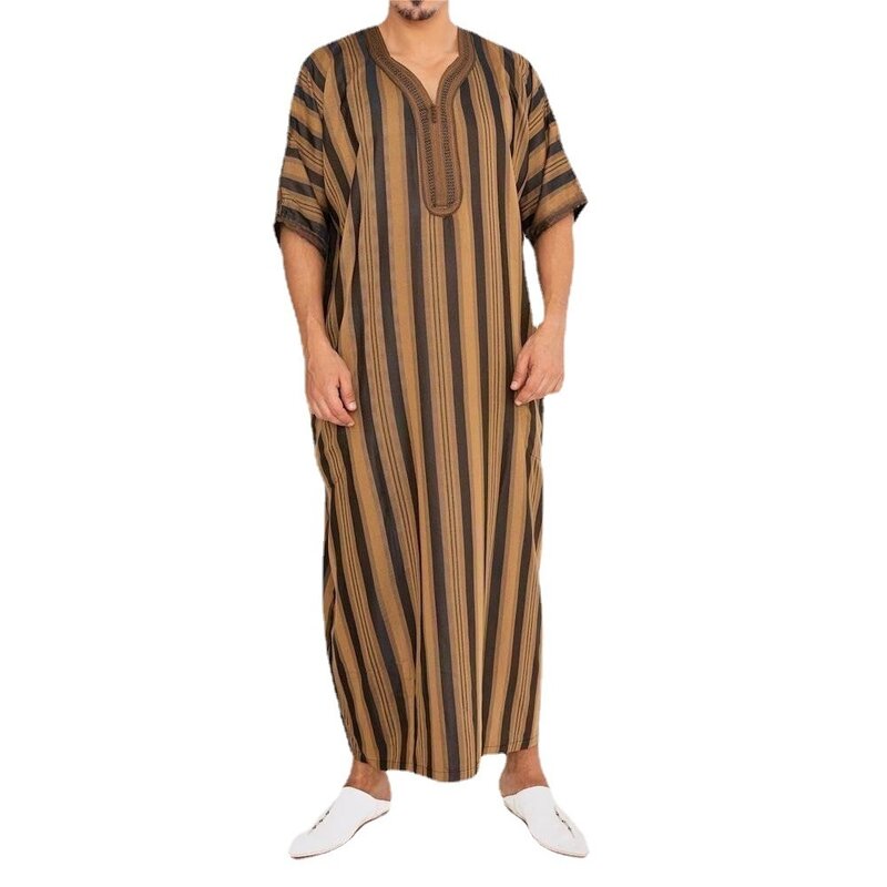 Длинная мужская одежда Ближнего Востока, мусульманская, азиатская, Арабская, национальная одежда с коротким рукавом