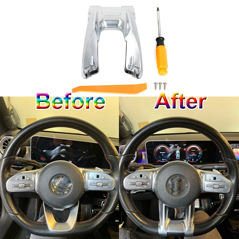 Car Steering Flat Wheel Lower Trim Cover Plastic w/LOGO For Mercedes Benz AMG W177 B W247 C W205 E W213 G W463 GLS W257 Class