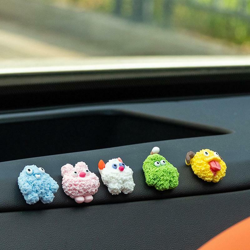 Car Dashboard Ornament Mini Animal Figure Status DIY Cream Glue Simulated Plush Anime Car Interior Decoration Accessories