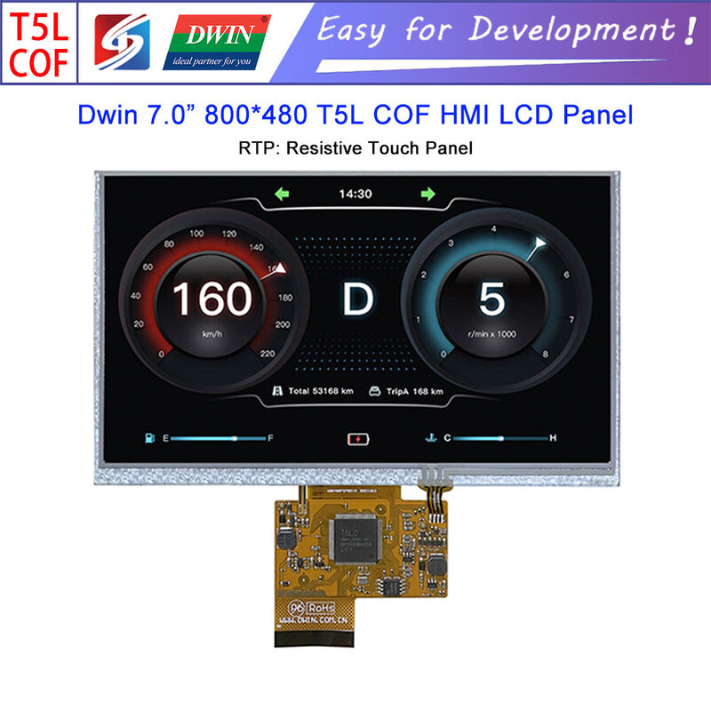 Dwin T5L HMI Intelligent Display, DMG80480F070_01W 7.0" 800X480 COF UART LCD Module Screen Resistive Touch Panel