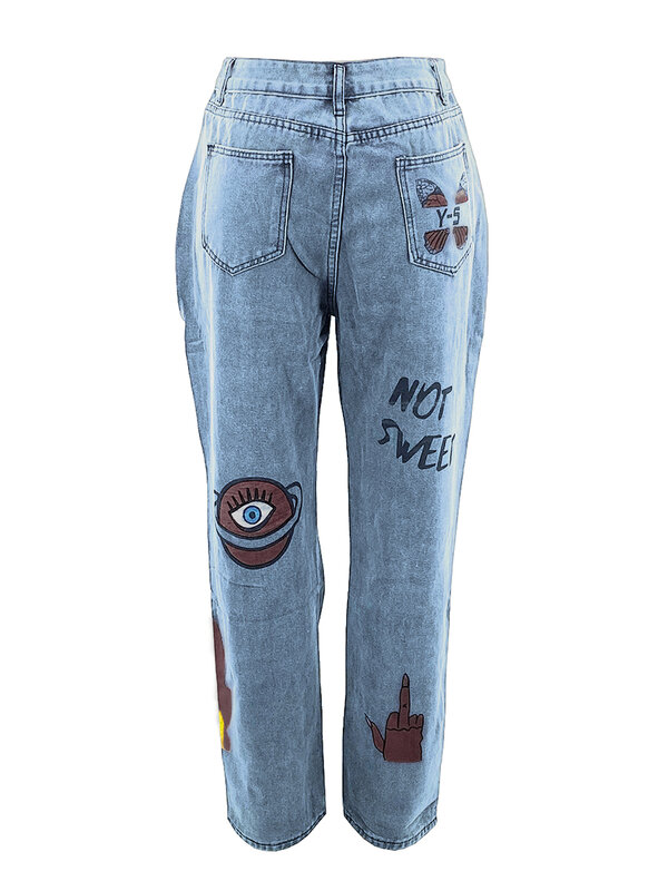 Jeans elásticos rasgados LW, Mosca com zíper de cintura média, Jeans diários de cor sólida, Design de bolso, tamanho grande, mosca