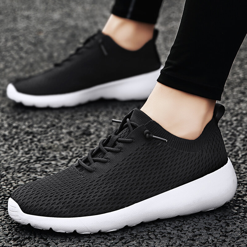 High Top Casual Shoes Women Men Sneakers Lightweight Breathable Socks Shoes Thick Bottom Cushioned Mesh Lace Up Size 35-45