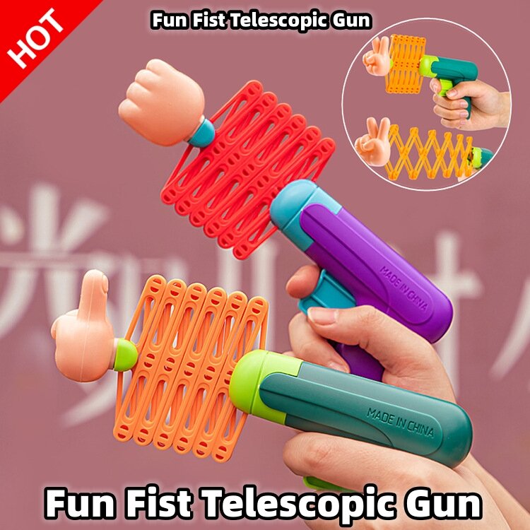 Retrátil Fist Shooter Gun para crianças, plástico engraçado, elástico clássico, brinquedos telescópicos, Festival e presente de aniversário para crianças, festa engraçada