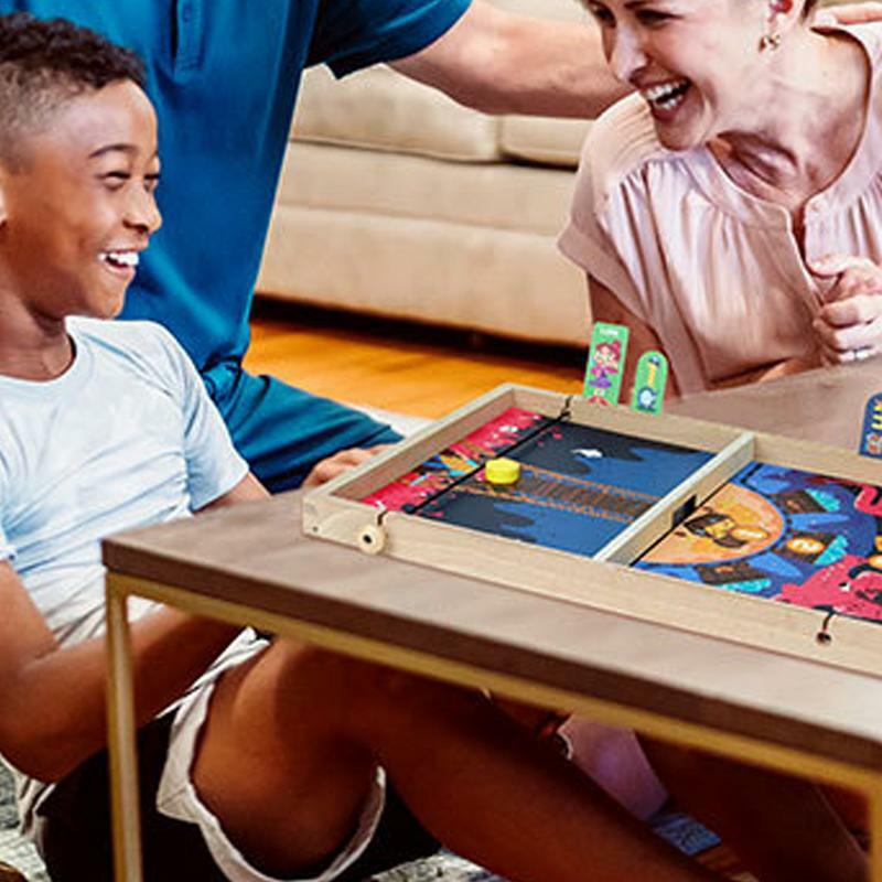 Mini meja permainan hoki kayu Sling Puck orang tua anak interaktif Sling Shot papan hoki Puck permainan poin kartu untuk anak-anak