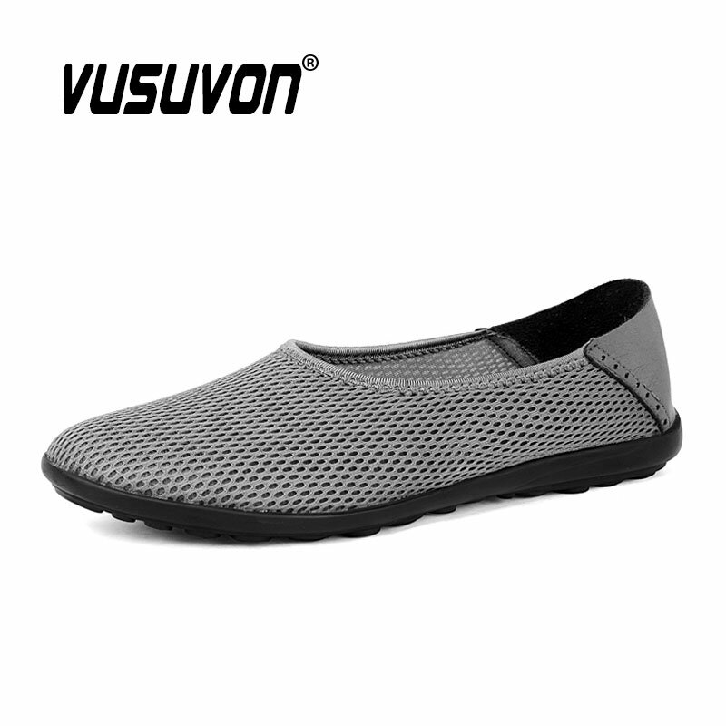 Summer Breathable Women Men Casual Sneakers Black Walking Loafers Shoes Mesh Fashion Light Flats 35-45 Size Mother Gift