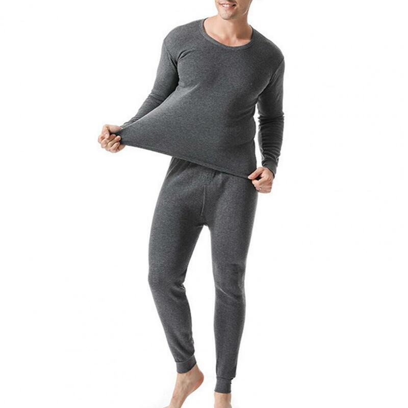Пижамный комплект мужской зимний, термобелье, облегающая эластичная Пижама, домашняя одежда