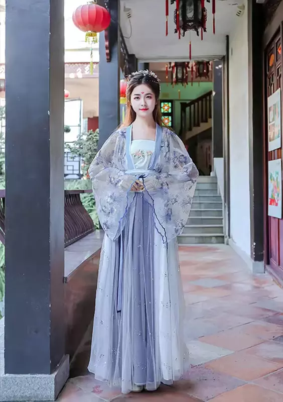 China Ancient Belt Slothing Hanfu Ladies Long Akirt Canghai Fu Hua Shen Fu Waist-Length Retro Skirt