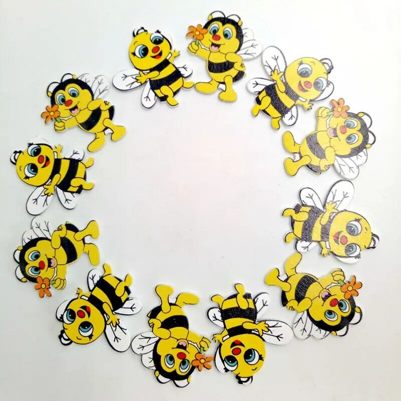 Nieuwe 20 Stuks Hout Vormen Bijen Versieringen Voor Scrapbooking Ambachten Decoratieve Knoppen Flatback Kaart Maken Decoratie Cadeau