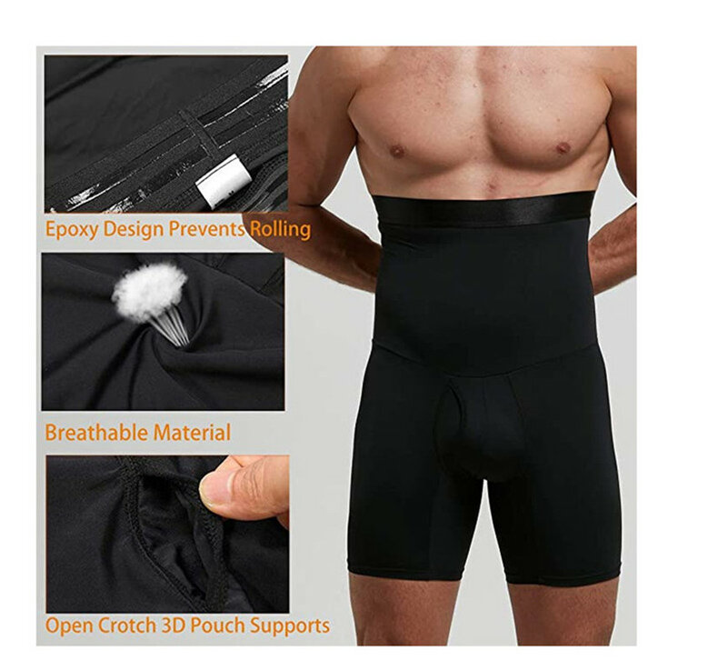 Men Body Shaper Waist Trainer Slimming Shorts High Waist Shapewear Modeling Panties Boxer Briefs Stretch Tummy Control Underwear