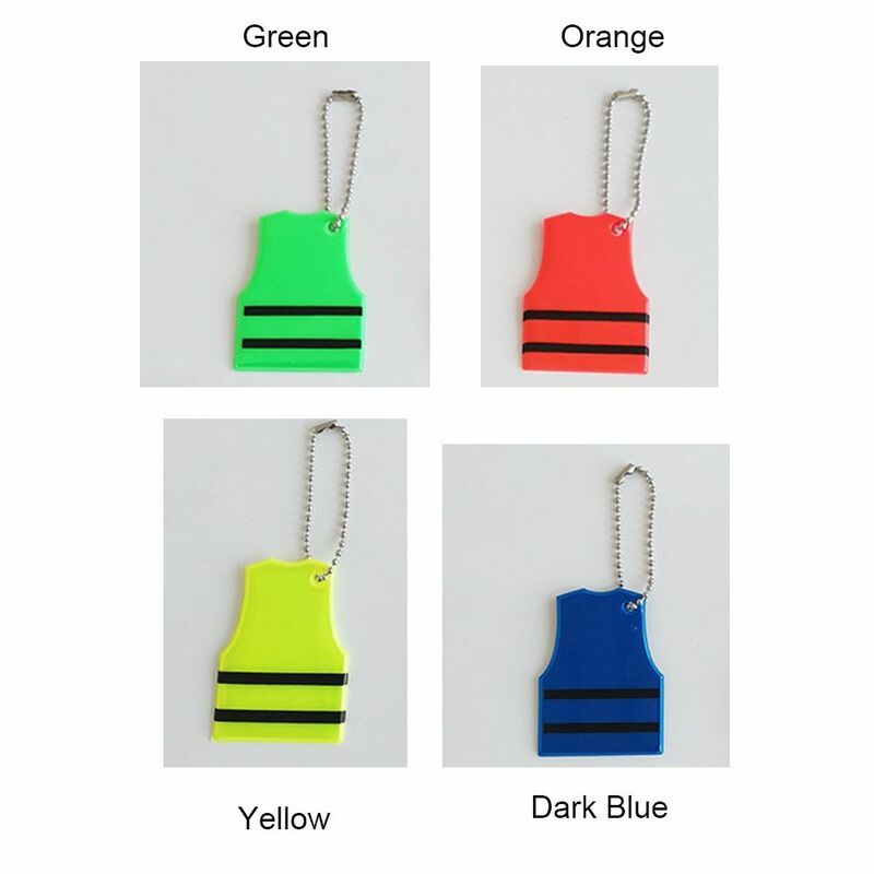 เสื้อกั๊ก PVC ตาข่ายสะท้อนแสง4ชิ้นพวงกุญแจของขวัญ5.5*4.5ซม. หลากสีปลอดภัยเสื้อกั๊กกุญแจกุญแจเสื้อกั๊กสะท้อนแสงกระเป๋าเป้สะพายหลังดีไซน์