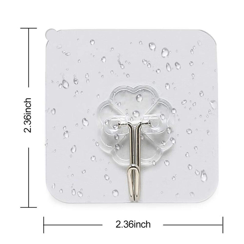 Hook Up Transparent Hook PVC + Stainless Steel Transparent Wall Mounted Wall Sticky Hooks Hangers Holder Clothes