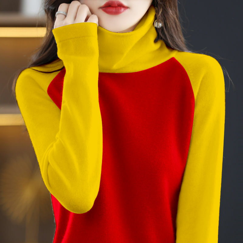 Moda Pile collare impiombato maglioni Casual lavorati a maglia abbigliamento donna 2023 inverno nuovi pullover coreani sciolti pendolari top caldi