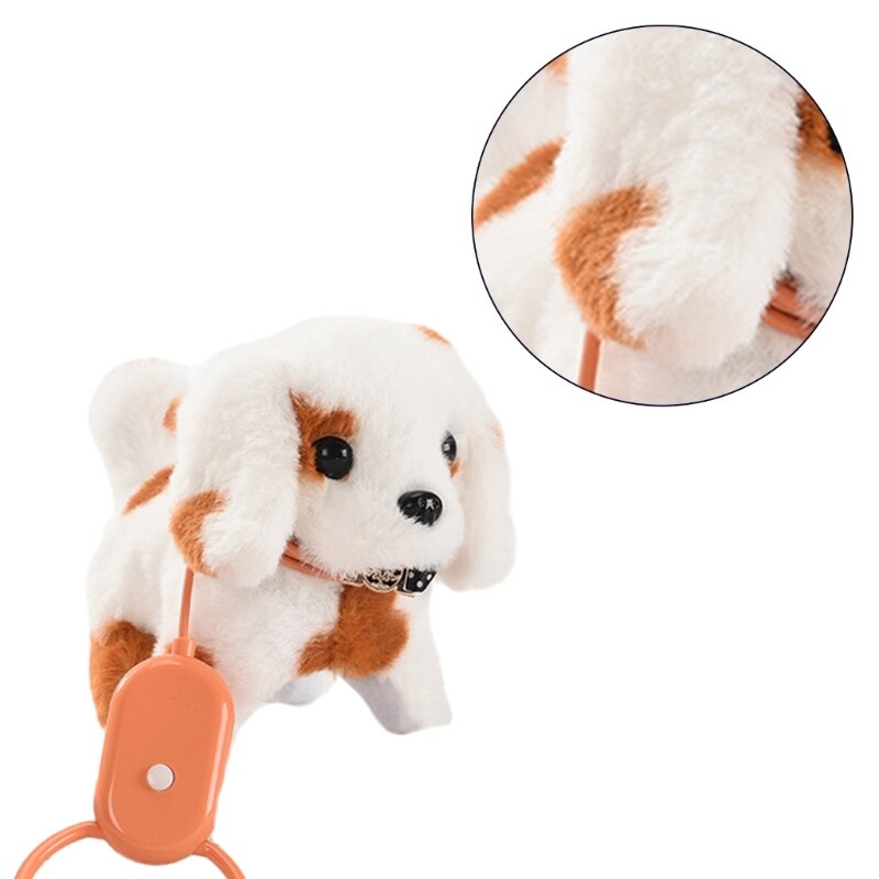 Cão caminhada brinquedo pelúcia criança rastejando brinquedo aprendizagem com música trela corda filhote cachorro