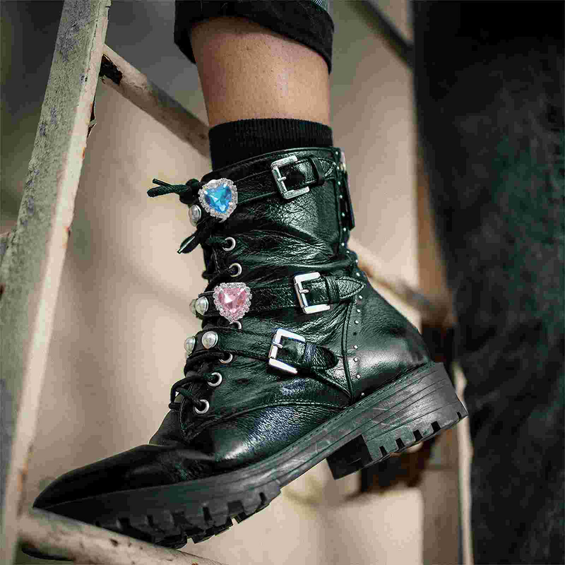 Klip dekorasi gesper sepatu untuk sepatu kets pesona perhiasan berlian imitasi tali sepatu DIY Vintage
