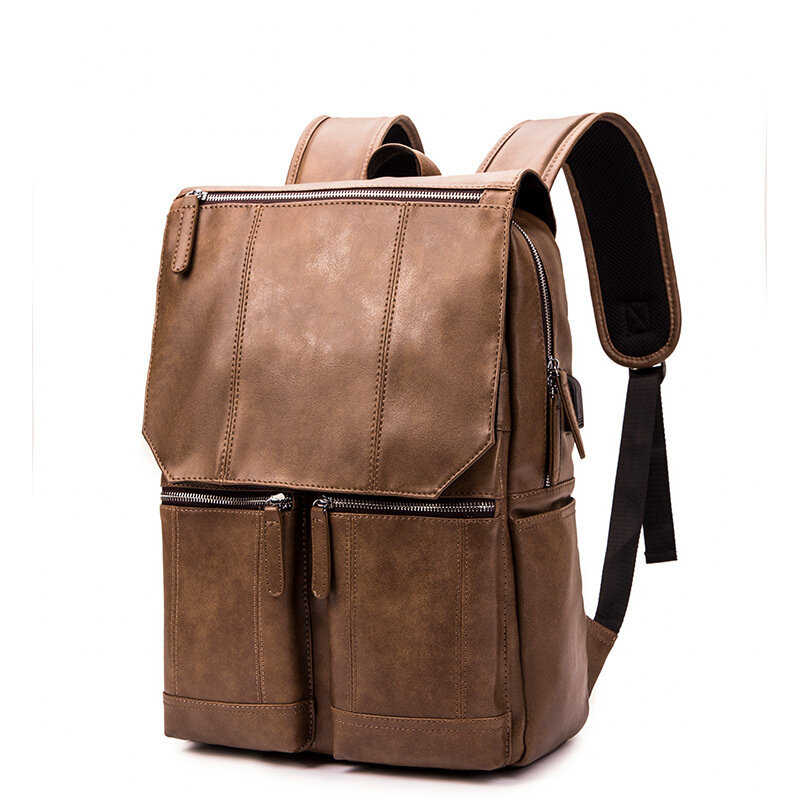 Weysfor Men Backpack Waterproof PU Leather Travel Bag Large Capacity Teenager Schoolbag Male Mochila Laptop Leisure Backpacks