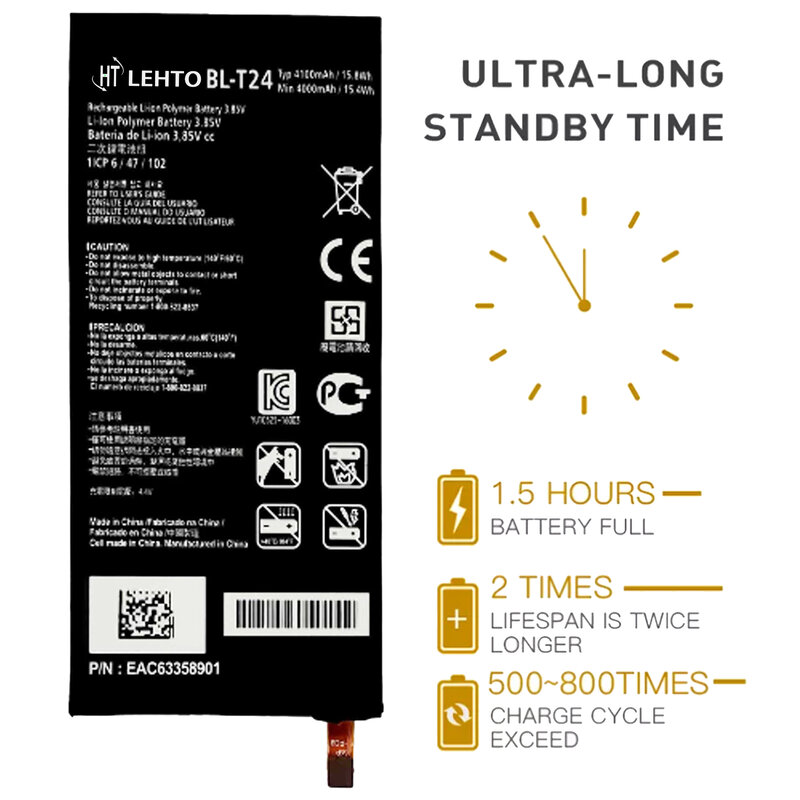 100% Original BL-T24 Battery For LG X Power/ K220/ Phone Replacement  Bateria