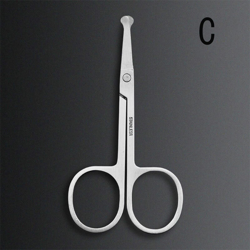 1pc Stainless Steel Portable Round Head Curved Mustache Nose Ear Hair Remover Scissor Trimmer Safety Eyebrow Beauty Scissors