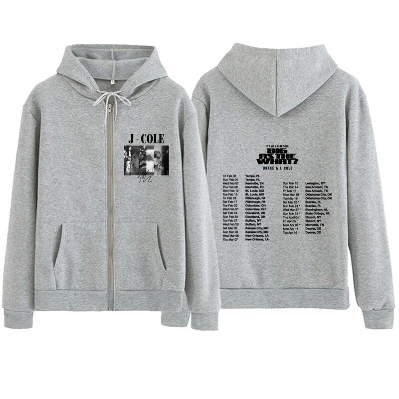 J Cole Tour 2024 Rits Hoodie Harajuku Pullover Sweatshirts Casual Tops Muziek Fans Cadeau V-Hals Streetwear Afdrukken Regelmatig