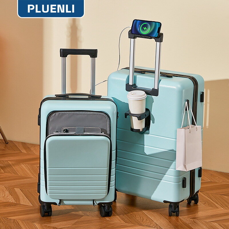 PLUENLI-maleta de gran capacidad con cremallera para estudiante, Maleta Universal de equipaje con Apertura frontal, con contraseña y rueda