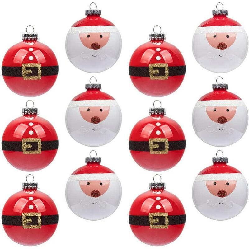 Terno de bolas de Natal branco vermelho, enfeites, árvore de Natal, decorações para festas domésticas, presentes para crianças, 6cm