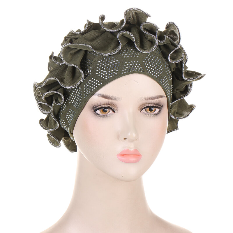 Fashion Style African Women Solid Color Headtie African Caps Turban Head Scarf Headwraps for Women Muslim Fashion Hijab