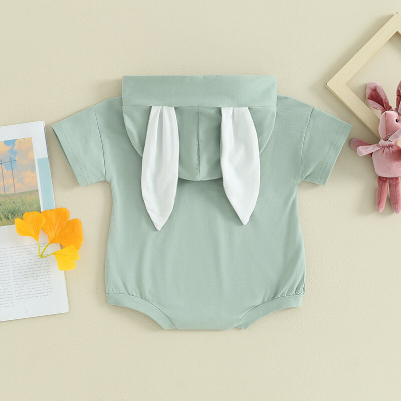 Пасхальный костюм для маленьких девочек и мальчиков, комбинезон с коротким рукавом и кроличьими ушками, Пасхальный костюм для новорожденных