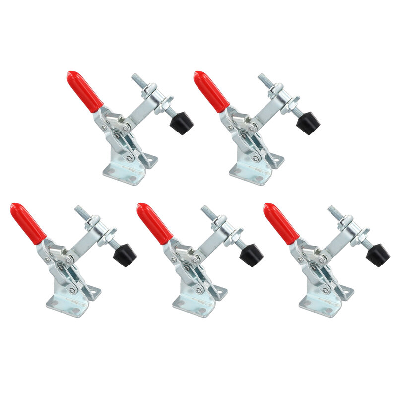 Toggle Clamp Tools Silver + Red Toggle Clamp 110Lbs/50kg 5Pcs GH-101-A Galvanized Iron + Plastic Holding Capacity