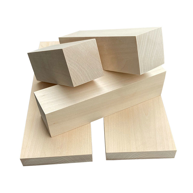 Bloque de tallado de madera de tilo, suministros portátiles de tallado de Madera Suave Natural, sin terminar, 4 piezas