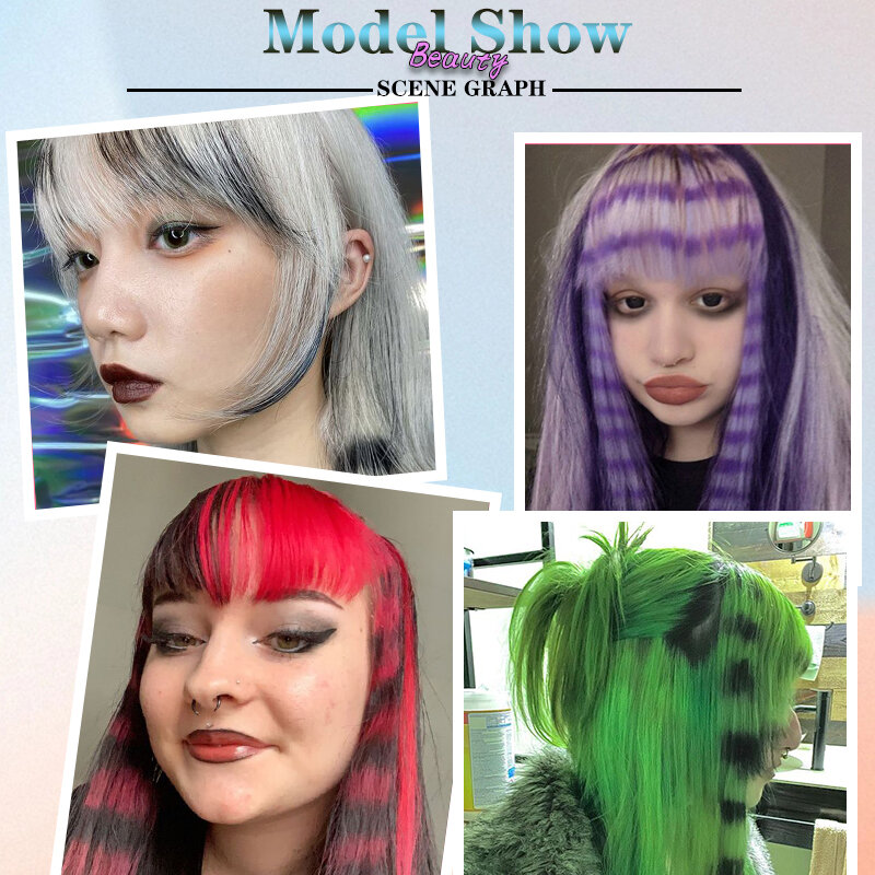 MSTN-Extensions de cheveux synthétiques à clipser pour enfants et cosplay, comparateur de couleur, imprimé léopard vibrant, style Y2K, utilisation en fête