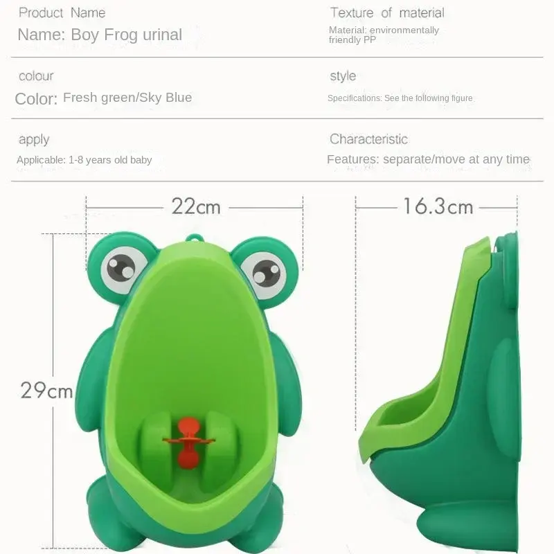 Baby Boys Standing Potty Cartoon Frog Shape Wall-Mounted Urinals Toilet Training Stand Vertical Urinal Potty Pee Infant Toddler