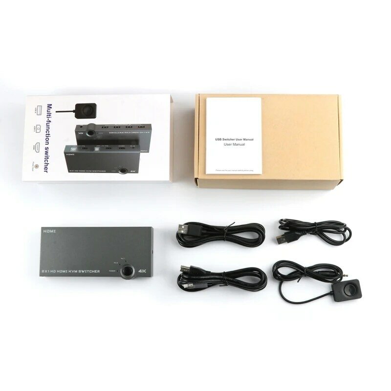 2 In 1 Out 4K 60Hz KVM HDMI Switch USB Swltch Splitter Box HUB Support Free Switching Between 2 Computer Hosts