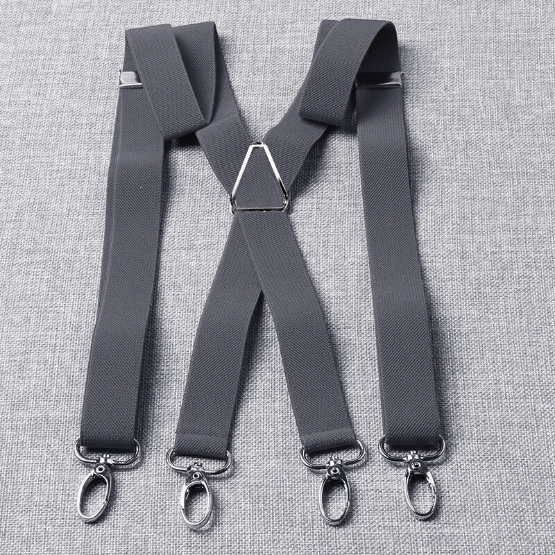 2.5cm Width Unisex Adult Suspenders Men 4 hooks Suspender Adjustable Elastic X Back Women Braces Solid Color