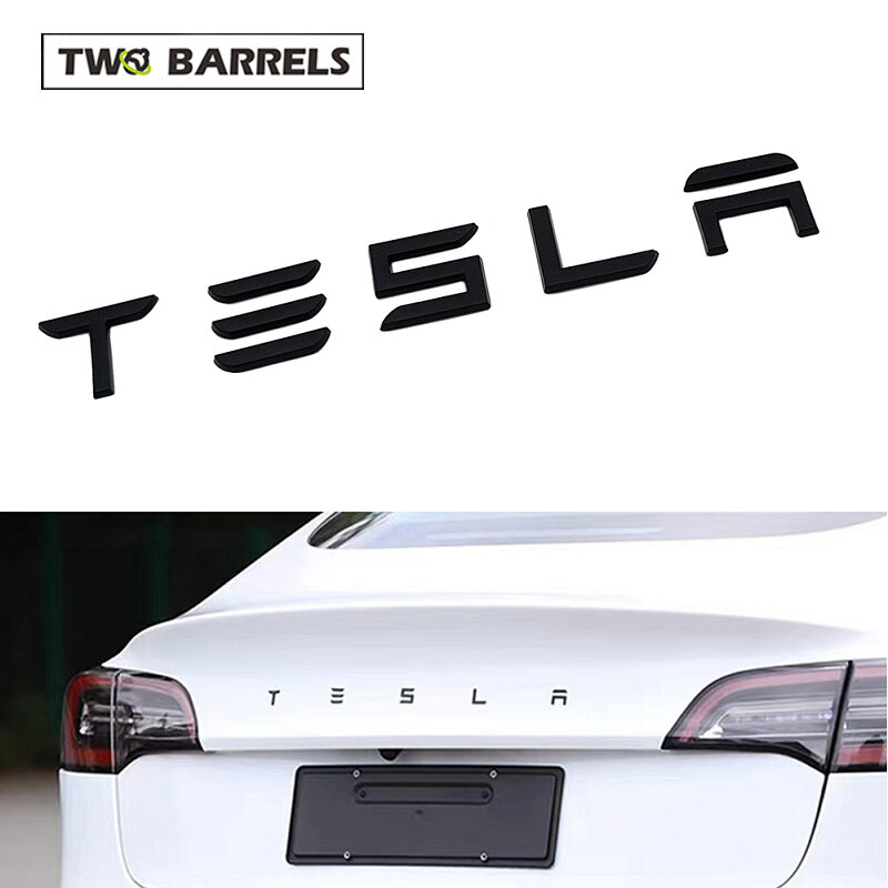TESLA Logo Stikers For Model 3 Y S X Tesla Custom Rear Trunk Logo 3D Styling Emblem Matte Black Paste Car Accessories Auto Tools