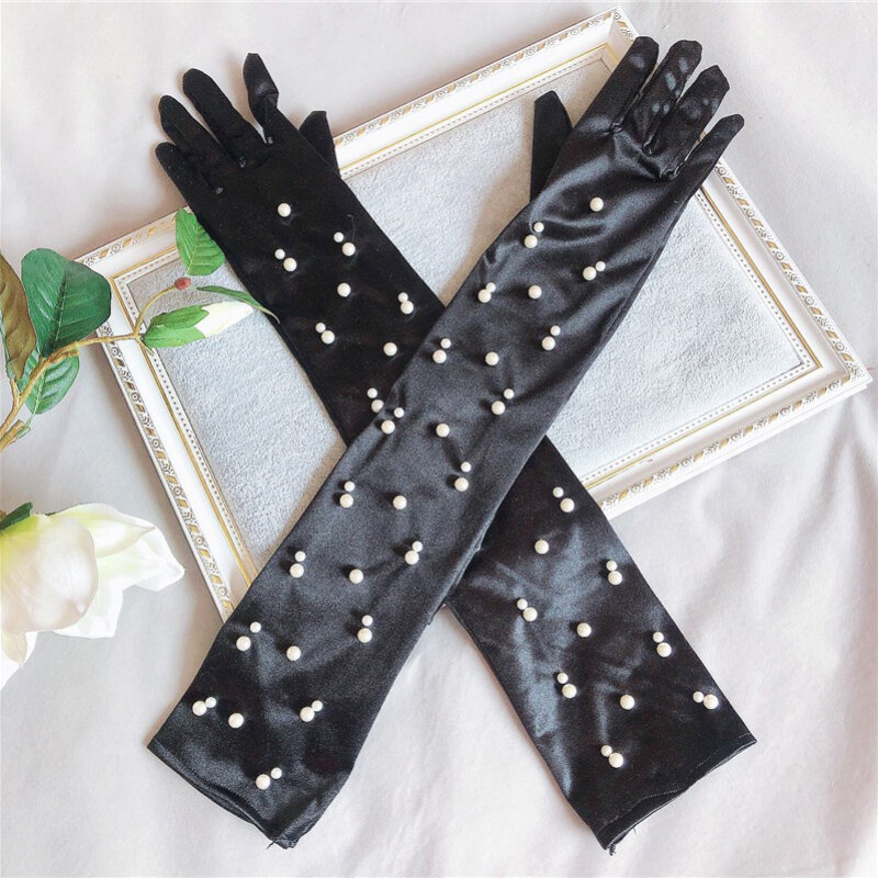 Женские длинные перчатки из атласа, тонкие дышащие эластичные перчатки для фотосъемки