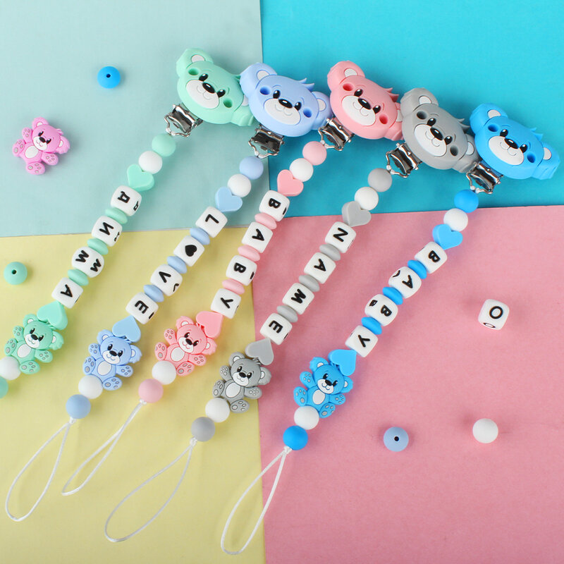 3Pcs Baby Silicone Pacifier Clips Chain Soother Holder for Nipple Making BPA Free Food Grade Animals Baby Teething Teether Toys