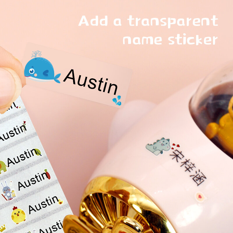 Name Sticker Custom Waterproof Kawaii Decals Personalized First Name Label for Children School Stationery Bottle Tag