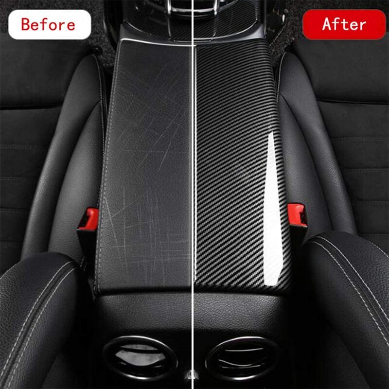 For Mercedes-Benz (C W205 / GLC X253) Carbon Fiber Color Car Interior Center Console Armrest Box Trim Protect Cover