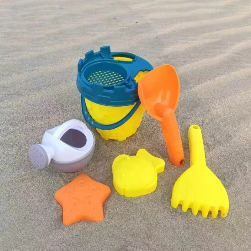 6pcs Sandcastles ทรายริมทะเลแบบพกพาปราสาททรายดินแม่พิมพ์ของเล่นเด็กเด็กรุ่นทรายอาคารชุด Dropship