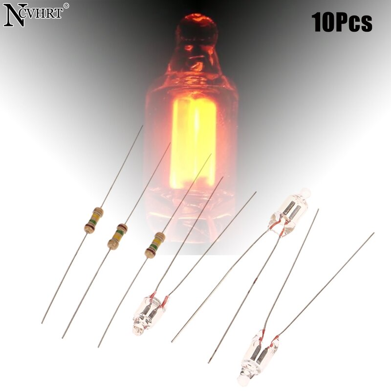 10Pcs/lot Neon Light Bulbs 5x13mm Main Power Indicator Red Standard Mini Neon Light Miniature Bulb With Resistance 220V