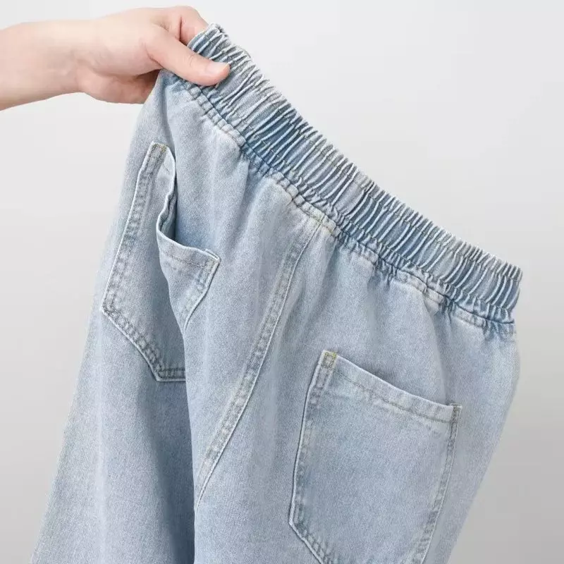 Calças de perna reta e larga com cordão, jeans Y2K, streetwear hip-hop, folgado clássico, moda coreana, casual, novo, outono, 2023