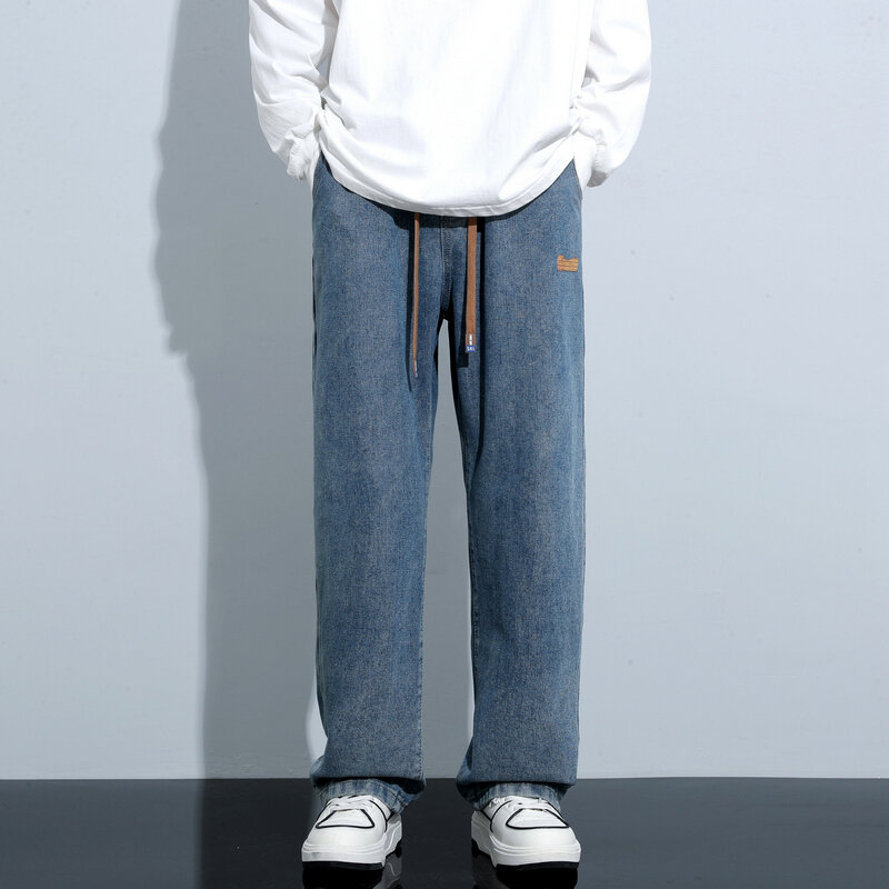 Heren Zwarte Koreaanse Jeans 2024 Nieuwe Heren Streetwear Mode Casual Straight Eenvoudige Hoge Kwaliteit Gezellig All-Match Denim Broek Man