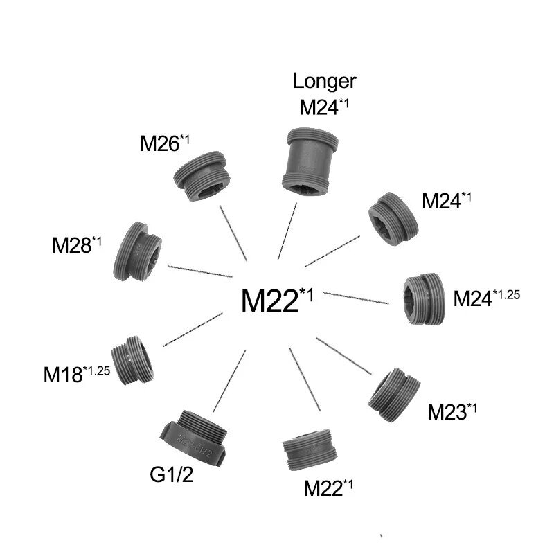 WASOURLF Adaptor M18 M20 M24 G1/2 Perempuan Transfer M22 Laki-laki Benang Kuningan Konektor Kamar Mandi Dapur Keran Cerat Aksesori