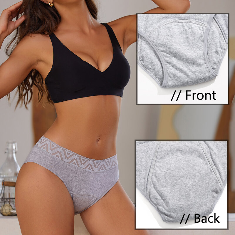 Women Sexy Lace Menstrual Period Panties 4-Layer Leakproof Female Cotton Menstrual Underwear Period Absorbent Menstrual Panties