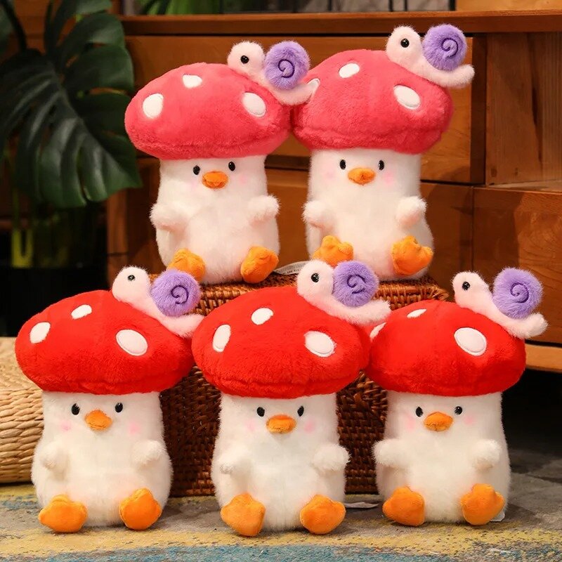 Funny Cute Mushroom Chick Snail Plush Toy Kawaii Stuffed  Plants Plushies Throw Pillow Doll Cushion for Kids Girls Creative Gift