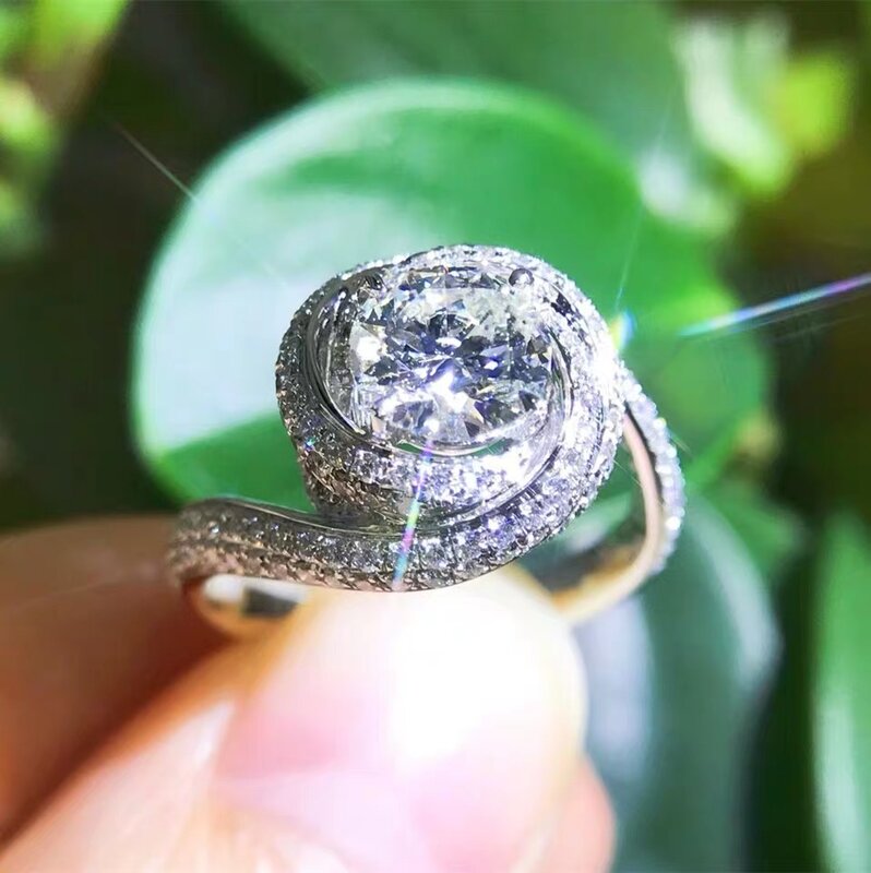 แหวนครบรอบแฟชั่น925เงินสเตอร์ลิงแหวนวงแหวนสำหรับผู้หญิงผู้ชายเครื่องประดับงานปาร์ตี้